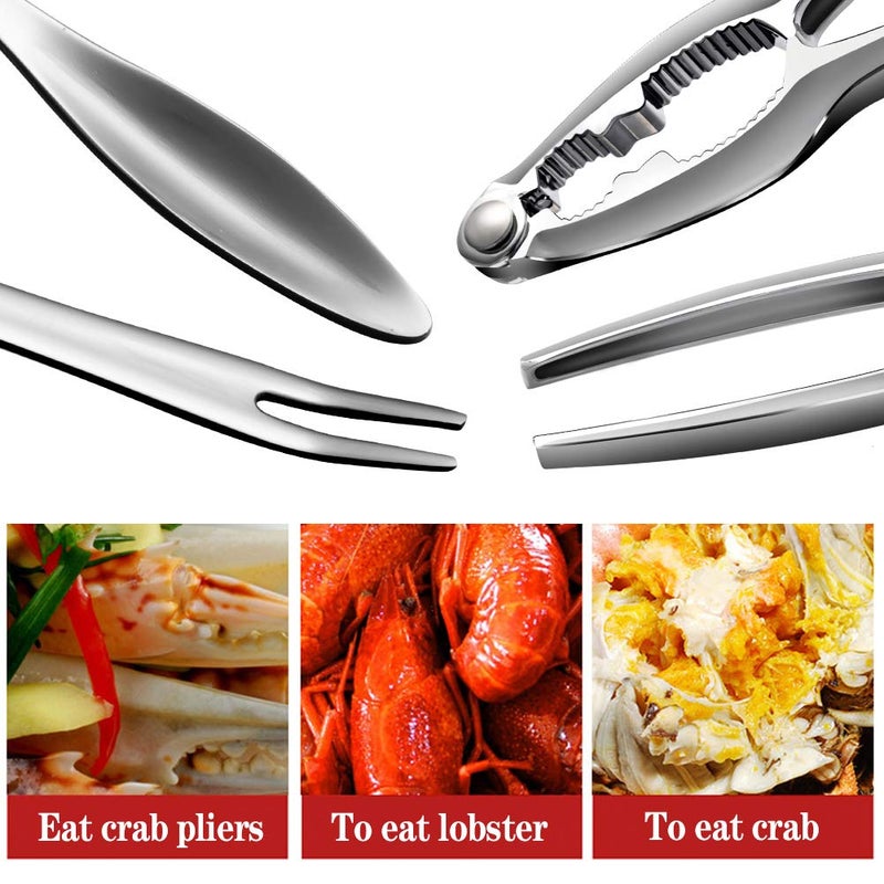 FFNIU 6Pcs Crab Crackers and Tools including 2 Forks 2 Lobster Crackers Nut Cracker and 2 Lobster Crab Mallets - Image 5